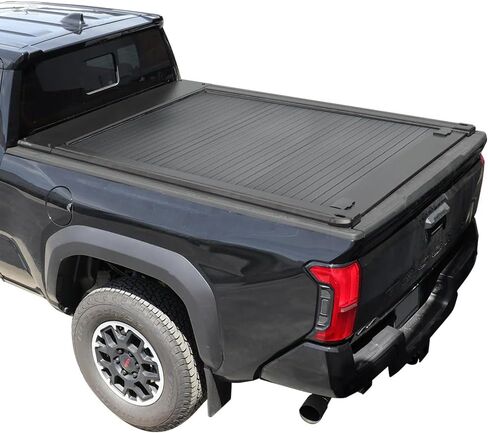 Syneticusa MR قابلة للسحب سرير الشاحنة الصلبة تغطية Tonneau Cover T-slot Rails يناسب 2016-2025 Toyota Tacoma 6ft Box مسحوق مطلي باللون الأسود الأسود ماء in Kuwait