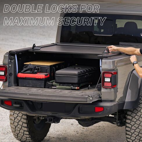 Syneticusa MR قابلة للسحب سرير الشاحنة الصلبة تغطية Tonneau Cover T-slot Rails يناسب 2016-2025 Toyota Tacoma 6ft Box مسحوق مطلي باللون الأسود الأسود ماء in Kuwait