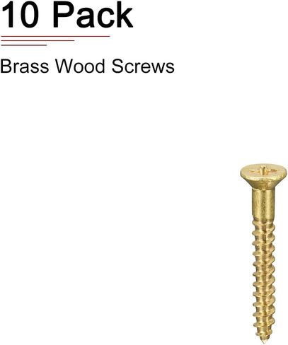 M2.5x16mm(DxL) Brass Phillips Wood Screws - 30Pack - Good for Wood Crafts, Furniture - Countersunk Head Self-Tapping Screw - Brass Tone in Saudi Arabia