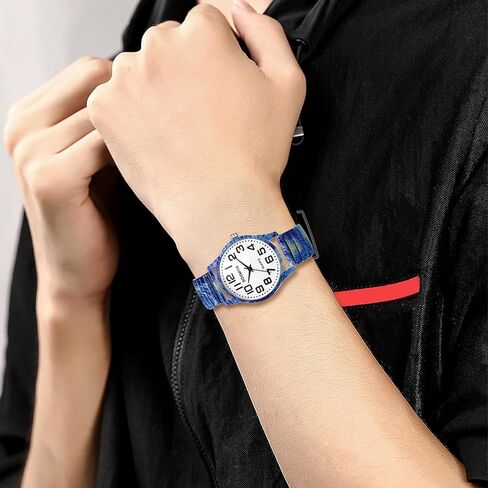 Avaner Women's Elastic Wrist Watches: Painting Printed Stretch Strap Big Number Analog Quartz Easy Reader Bracelet Bangle Watches in Saudi Arabia