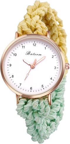 JewelryWe Womens Stretch Band Watches: Analog Quartz Elastic Watch Colorful Weave Rope Expansion Band Wristwatch in Kuwait