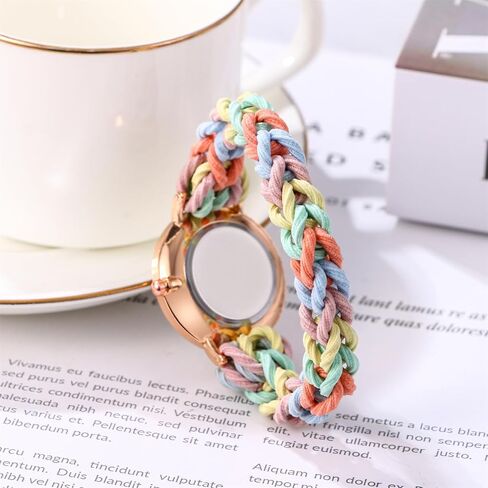 JewelryWe Womens Stretch Band Watches: Analog Quartz Elastic Watch Colorful Weave Rope Expansion Band Wristwatch in Kuwait