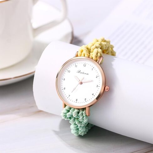 JewelryWe Womens Stretch Band Watches: Analog Quartz Elastic Watch Colorful Weave Rope Expansion Band Wristwatch in Kuwait