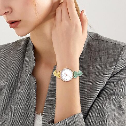 JewelryWe Womens Stretch Band Watches: Analog Quartz Elastic Watch Colorful Weave Rope Expansion Band Wristwatch in Kuwait