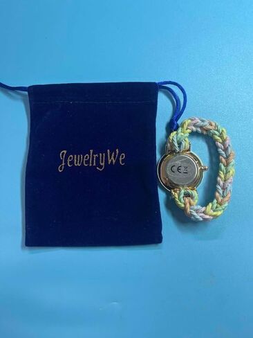 JewelryWe Womens Stretch Band Watches: Analog Quartz Elastic Watch Colorful Weave Rope Expansion Band Wristwatch in Kuwait