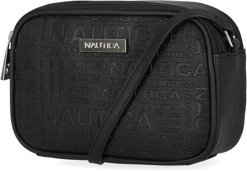 Nautica Candid Camera Adjustable Crossbody Bag, Embossed (Black) in Saudi Arabia