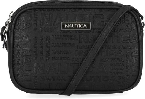 Nautica Candid Camera Adjustable Crossbody Bag, Embossed (Black) in Saudi Arabia