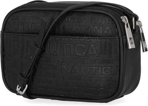 Nautica Candid Camera Adjustable Crossbody Bag, Embossed (Black) in Saudi Arabia