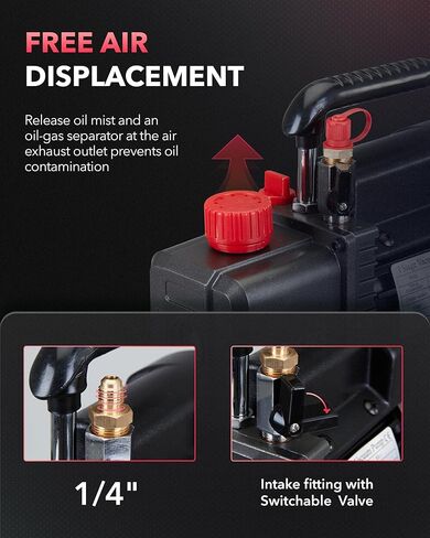 Vacuum Pump for HVAC, 1 Stage Air Conditioning Vacuum Pump for R12 R22 R134a R410a System, 1/4HP 25 Microns, With Oil (3.5 CFM) in Kuwait