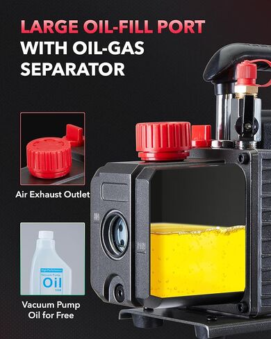 Vacuum Pump for HVAC, 1 Stage Air Conditioning Vacuum Pump for R12 R22 R134a R410a System, 1/4HP 25 Microns, With Oil (3.5 CFM) in Kuwait