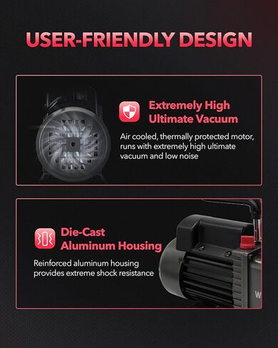 Vacuum Pump for HVAC, 1 Stage Air Conditioning Vacuum Pump for R12 R22 R134a R410a System, 1/4HP 25 Microns, With Oil (3.5 CFM) in Kuwait