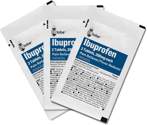 Globe ibuprofentablets ، 200 ملغ ، مسكن الألم واختزاز الحمى ، للصداع ، وآلام عضلية ، والتهاب المفاصل ، وآلام الظهر ، وأكثر من 50 حزمة من قرصين لكل منهما ، 100 قرص in Saudi Arabia