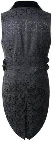 Mens Vest Waistcoat Tailcoat Black Velvet Gothic Steampunk Victorian in Saudi Arabia