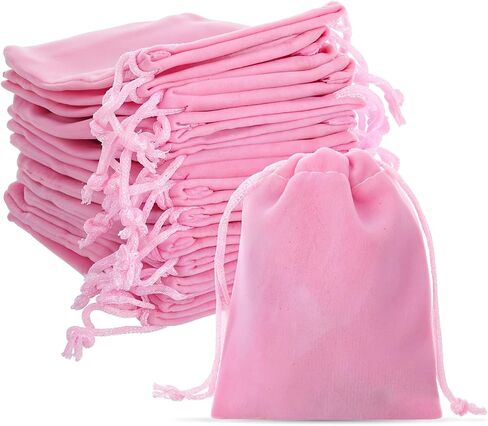 PSYQTSUARY 20pcs أكياس مجوهرات صغيرة مخملية ، أكياس مخملية مع الرباط ، وأكياس الهدايا الصغيرة المخملية مع الرباط ، وحقيبة الهدايا في المخمل الوردي لصالح حفلات الزفاف لحزب الحلوى (2.75''x3.66 '') in Saudi Arabia