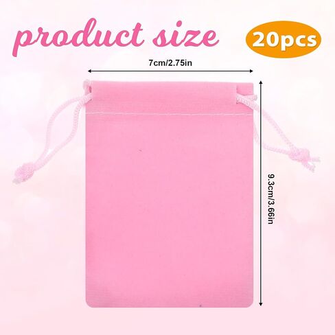 PSYQTSUARY 20pcs أكياس مجوهرات صغيرة مخملية ، أكياس مخملية مع الرباط ، وأكياس الهدايا الصغيرة المخملية مع الرباط ، وحقيبة الهدايا في المخمل الوردي لصالح حفلات الزفاف لحزب الحلوى (2.75''x3.66 '') in Saudi Arabia