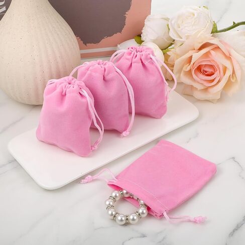 PSYQTSUARY 20pcs أكياس مجوهرات صغيرة مخملية ، أكياس مخملية مع الرباط ، وأكياس الهدايا الصغيرة المخملية مع الرباط ، وحقيبة الهدايا في المخمل الوردي لصالح حفلات الزفاف لحزب الحلوى (2.75''x3.66 '') in Saudi Arabia