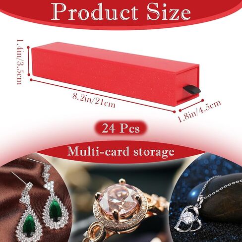 Jewelry Gift Box, 24 Pack Velvet Lined Drawer Style Box, Luxury Organizer for Necklace & Bracelet, Jewelry Packaging for Gift Giving, Elegant Jewelry Storage Box, 8.3x1.8x1.4 Inches (Red) in Kuwait