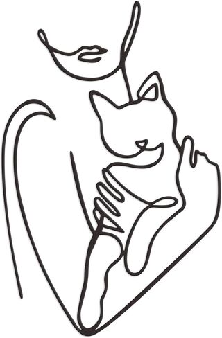 Rajukit Women & Cat Metal Wall Decor - Minimalist Wall Art for Bedroom Bather Bathroom Room Home Wall Decor in Kuwait
