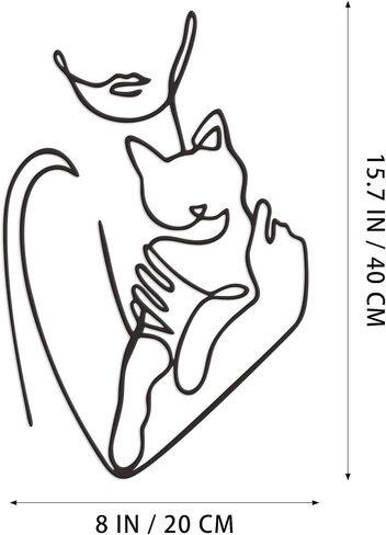 Rajukit Women & Cat Metal Wall Decor - Minimalist Wall Art for Bedroom Bather Bathroom Room Home Wall Decor in Kuwait