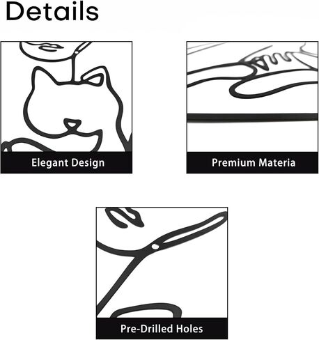 Rajukit Women & Cat Metal Wall Decor - Minimalist Wall Art for Bedroom Bather Bathroom Room Home Wall Decor in Kuwait