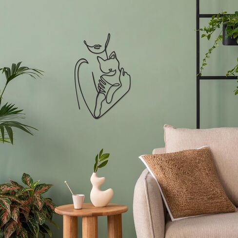 Rajukit Women & Cat Metal Wall Decor - Minimalist Wall Art for Bedroom Bather Bathroom Room Home Wall Decor in Kuwait