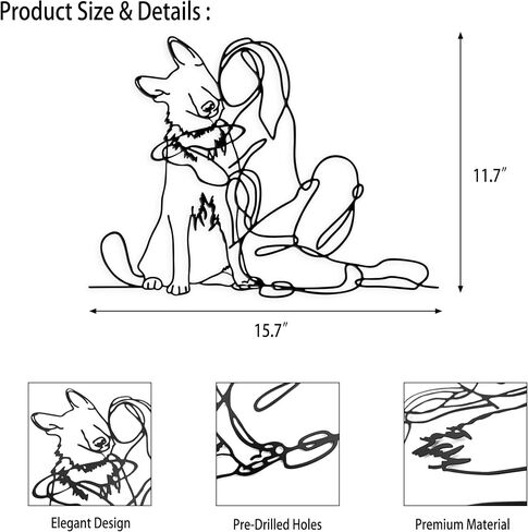 Rajukit Women & Cat Metal Wall Decor - Minimalist Wall Art for Bedroom Bather Bathroom Room Home Wall Decor in Saudi Arabia