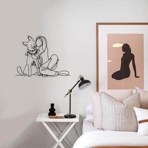 Rajukit Women & Cat Metal Wall Decor - Minimalist Wall Art for Bedroom Bather Bathroom Room Home Wall Decor in Saudi Arabia