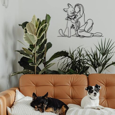 Rajukit Women & Cat Metal Wall Decor - Minimalist Wall Art for Bedroom Bather Bathroom Room Home Wall Decor in Saudi Arabia