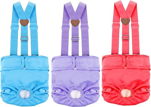 3 حفاضات كلب قابلة للغسل مع تعليق ، قابلة لإعادة الاستخدام الثابتة حفاضات السوطة السوبر أوتصات تسريدة للكلب الصغيرة المتوسطة الصغيرة في الدورة الحرارية-م. in Kuwait