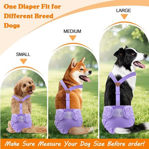 3 حفاضات كلب قابلة للغسل مع تعليق ، قابلة لإعادة الاستخدام الثابتة حفاضات السوطة السوبر أوتصات تسريدة للكلب الصغيرة المتوسطة الصغيرة في الدورة الحرارية-م. in Kuwait