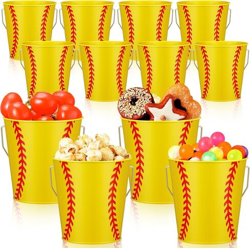Wenqik 12 Pcs Football Metal Bucket with Handles Football Small Metal Bucket Mini Tin Pail Container Party Supplies for Kids Boys Girls Cookies Candy Snack Football Sport Party Favors(Football) in Saudi Arabia