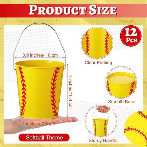 Wenqik 12 Pcs Football Metal Bucket with Handles Football Small Metal Bucket Mini Tin Pail Container Party Supplies for Kids Boys Girls Cookies Candy Snack Football Sport Party Favors(Football) in Saudi Arabia