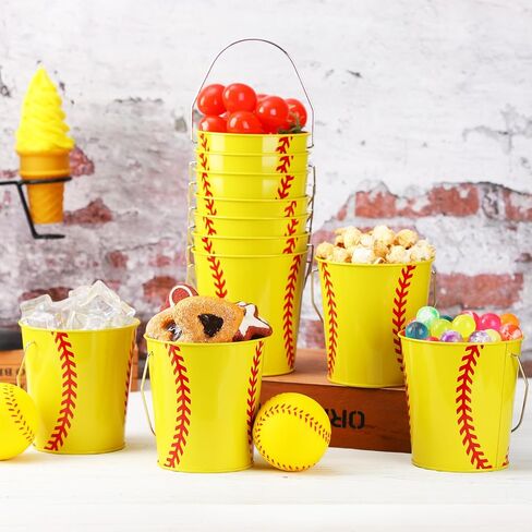 Wenqik 12 Pcs Football Metal Bucket with Handles Football Small Metal Bucket Mini Tin Pail Container Party Supplies for Kids Boys Girls Cookies Candy Snack Football Sport Party Favors(Football) in Saudi Arabia
