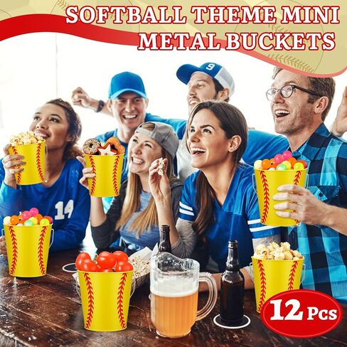 Wenqik 12 Pcs Football Metal Bucket with Handles Football Small Metal Bucket Mini Tin Pail Container Party Supplies for Kids Boys Girls Cookies Candy Snack Football Sport Party Favors(Football) in Saudi Arabia