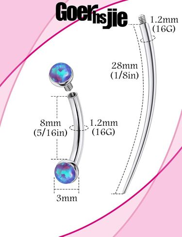 F136 Titanium 16g 6/8/10mm حاجب Opal/Rook/Snug/رأسي/VCH/Snake-Eyes/Anti-Tragus/Christina/Daith/Belly-Button/Bridge/غطاء محرك السيارة/السطح المجوهر in Kuwait