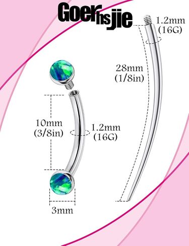 F136 Titanium 16g 6/8/10mm حاجب Opal/Rook/Snug/رأسي/VCH/Snake-Eyes/Anti-Tragus/Christina/Daith/Belly-Button/Bridge/غطاء محرك السيارة/السطح المجوهر in Kuwait