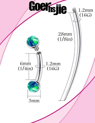F136 Titanium 16g 6/8/10mm حاجب Opal/Rook/Snug/رأسي/VCH/Snake-Eyes/Anti-Tragus/Christina/Daith/Belly-Button/Bridge/غطاء محرك السيارة/السطح المجوهر in Kuwait
