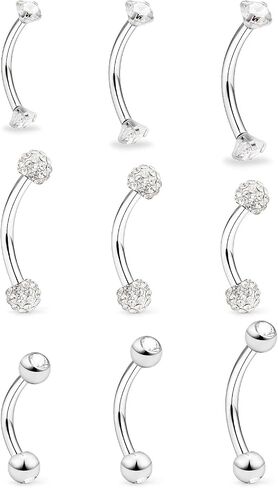 Hoeudjo Rook Percing المجوهرات الجراحية الحاجب الفولاذ الحاجب ثقب المجوهرات 16g السطح tragus أقراط منحنية الحواجب الحاجب الحديد للنساء الطول مختلف 6/8/10mm in Kuwait
