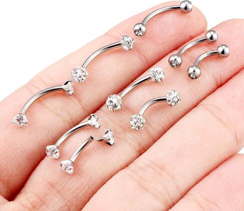 Hoeudjo Rook Percing المجوهرات الجراحية الحاجب الفولاذ الحاجب ثقب المجوهرات 16g السطح tragus أقراط منحنية الحواجب الحاجب الحديد للنساء الطول مختلف 6/8/10mm in Kuwait