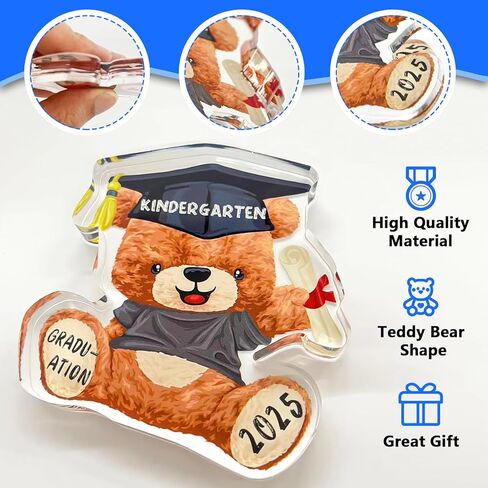 Pre K Graduation Gifts for Graduates Students Class of 2025 Acrylic Pre-K Graduation Gifts for Daughter Son Graduates Teddy Bear Animal Keepsake Paperweight Pre K Graduation Party Decorations in Kuwait