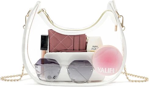 Clear Bag for Stadium Events, Small Crescent Underarm Purse, Shoulder Bag Handbag for Women Transparent, Concert Bag in Kuwait