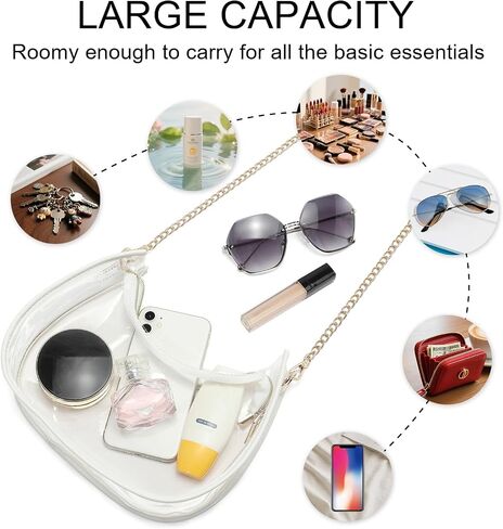 Clear Bag for Stadium Events, Small Crescent Underarm Purse, Shoulder Bag Handbag for Women Transparent, Concert Bag in Kuwait