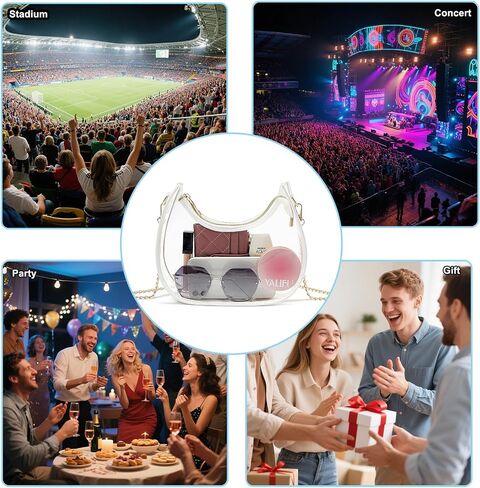Clear Bag for Stadium Events, Small Crescent Underarm Purse, Shoulder Bag Handbag for Women Transparent, Concert Bag in Kuwait