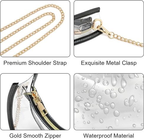 Clear Bag for Stadium Events, Small Crescent Underarm Purse, Shoulder Bag Handbag for Women Transparent, Concert Bag in Kuwait