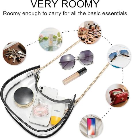 Clear Bag for Stadium Events, Small Crescent Underarm Purse, Shoulder Bag Handbag for Women Transparent, Concert Bag in Kuwait