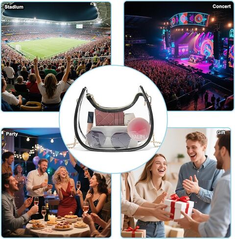 Clear Bag for Stadium Events, Small Crescent Underarm Purse, Shoulder Bag Handbag for Women Transparent, Concert Bag in Kuwait