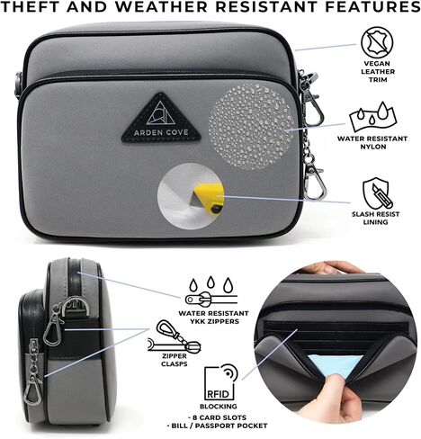 Womens Anti-Theft Water-Proof Travel Crossbody Bag with Slash-Resistant Faux Leather & Locking Clasps Strap in Saudi Arabia