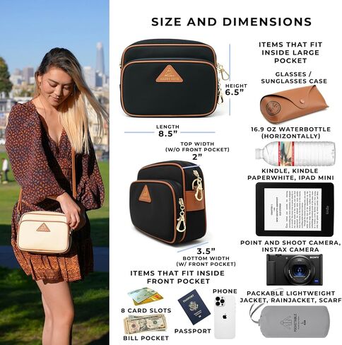 Womens Anti-Theft Water-Proof Travel Crossbody Bag with Slash-Resistant Faux Leather & Locking Clasps Strap in Saudi Arabia