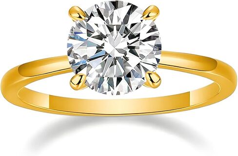Delzznd Jewelry S925 Sterling Silver Round Solitaire Moissanite Engagement Ring, 1-2ct VVS1 Moissanite, Four-Prong Setting, Hypoallergenic Moissanite Ring For Women Gift in Saudi Arabia