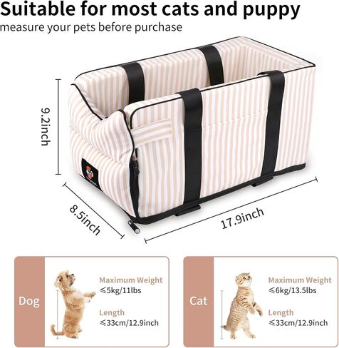 Dog Car Seat for Small Dogs, Center Console Pet Car Seat with Safety Tethers and Storage Pockets, Portable and Comfortable Travel Seat, Suitable for Small Pets Up to 10 Lbs (Gray) in Saudi Arabia